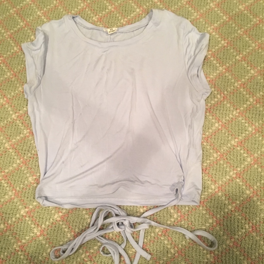 Blue tie cropped t shirt